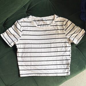 Zara White Tee with Black Stripes